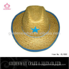 Children's cute straw cowboy hat with star